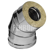 Сэндвич-отвод 45° 150(430/0,5)x250(430/0,5) нержавеющая сталь Ferrum