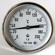 Термометр биметаллический осевой ТБ-100 (от 0 до +200 °С, 100 мм)
