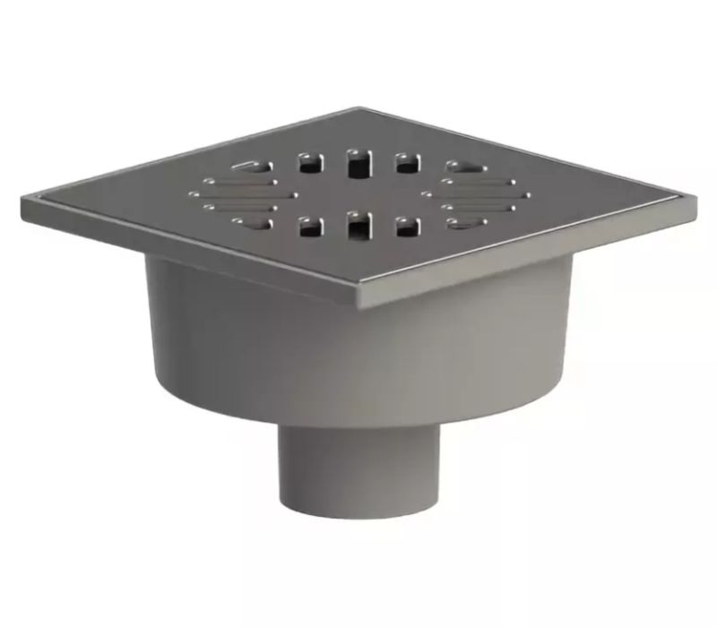 Трап вертикальный с выпуском 50мм нерж.решётка 150х150 (механический затвор) Татполимер