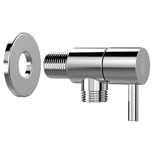 Вентиль угловой 1/2”х3/4” с отражателем из нержавеющей стали (хром) Tim