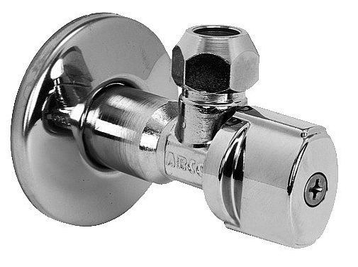 Кран угловой 1/2”х3/8” с металлической ручкой Nova и зажимной гайкой Arco А-80