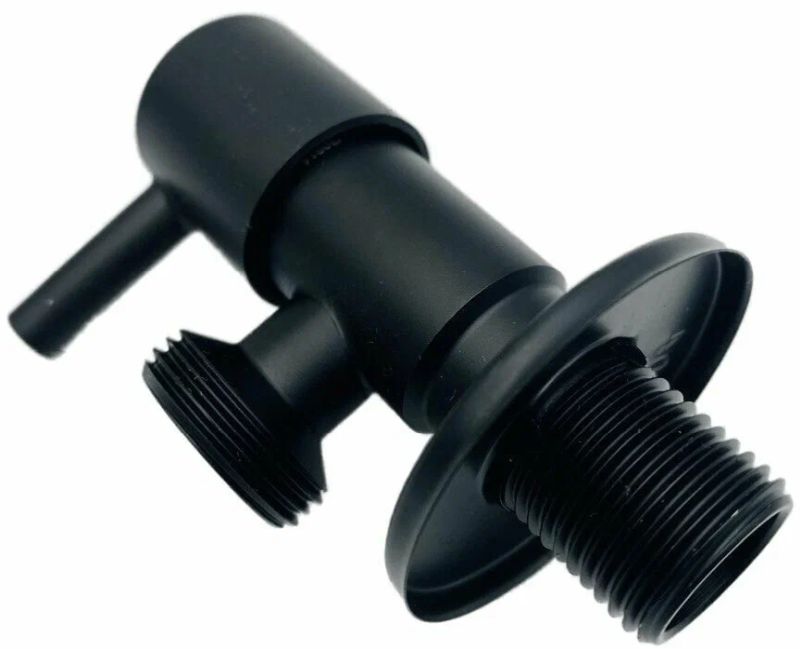 Вентиль угловой 1/2”х3/4” с отражателем из нержавеющей стали (черный матовый) Tim