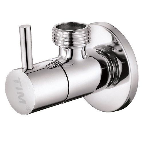 Кран угловой для подключения приборов 1/2”х3/4” с отражателем круглый (хром) Tim