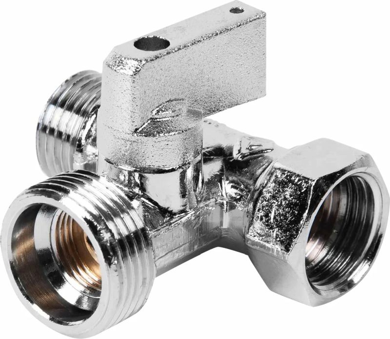 Кран шаровой трехпроходной для бытовой техники 1/2”х3/4”х1/2” г/ш/ш Bugatti Miami