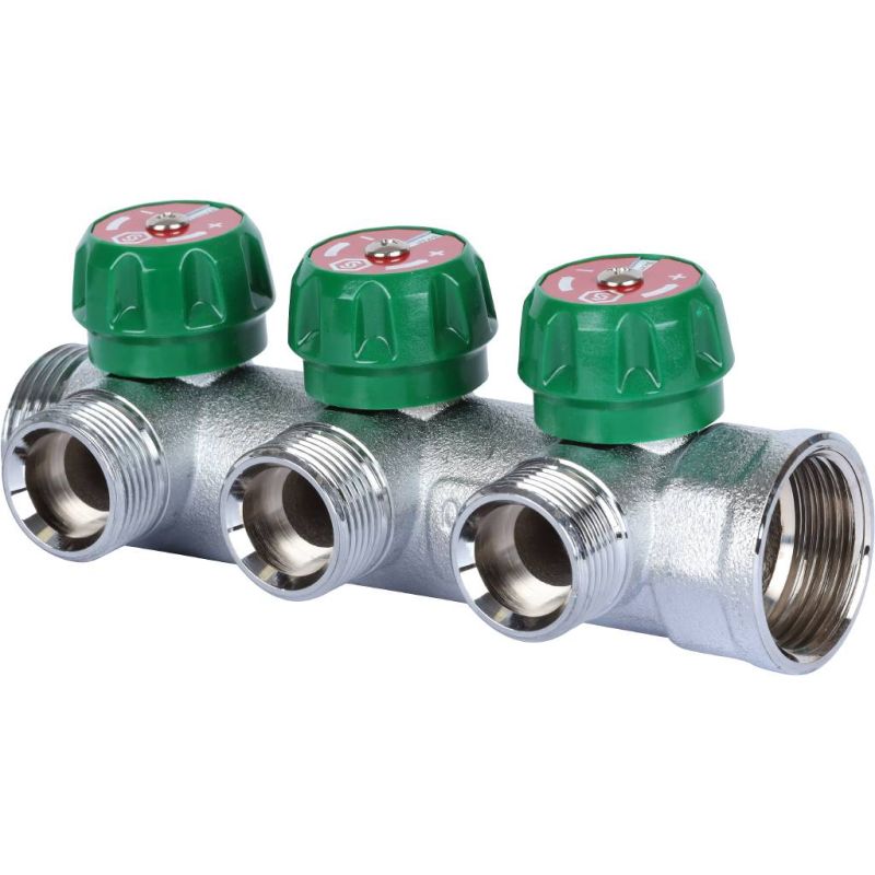Коллектор регулирующий  3/4”, 3 отвода 3/4"ЕК Stout
