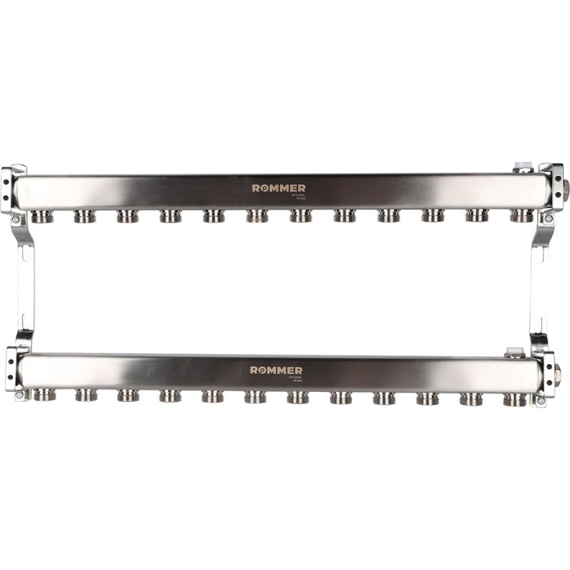 Коллектор для радиаторной разводки 12 выходов (нерж. сталь) Rommer