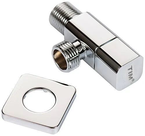Кран угловой для подключения приборов 1/2”х3/4” с отражателем квадратный (хром) Tim