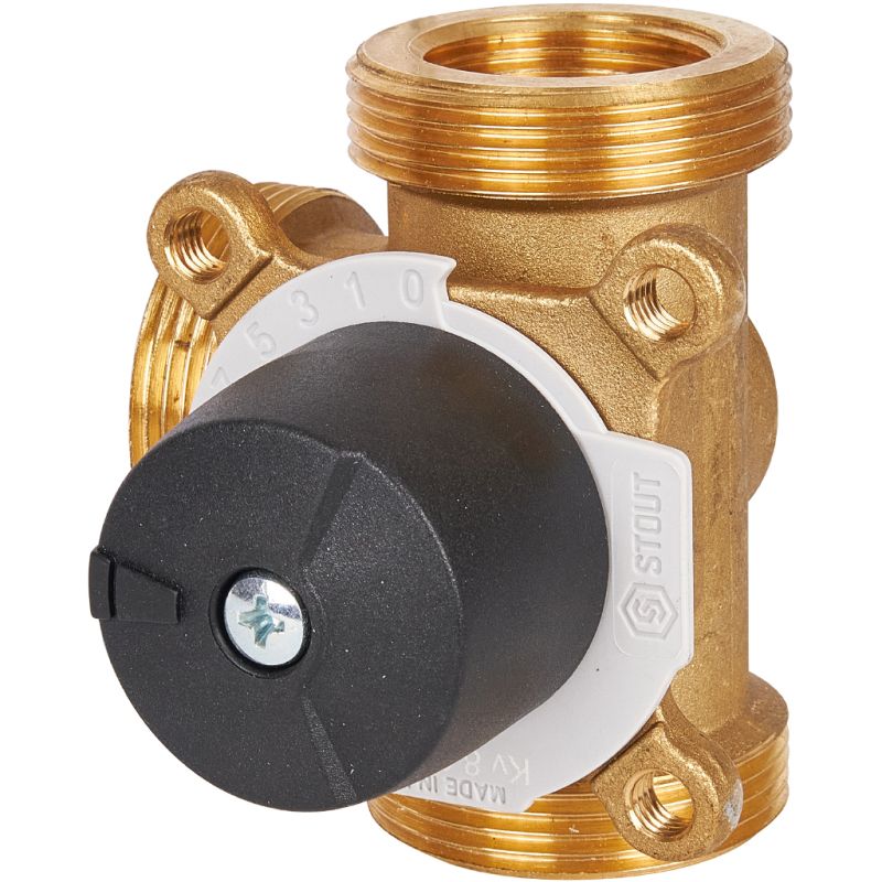 Клапан трёхходовой регулирующий поворотный 1" - 1 1/2" (Kvs 8) Stout