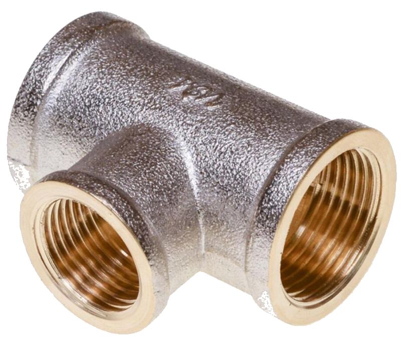 Тройник переходной 1”х1/2”х1” г/г/г (никель) Tim (Zeissler)