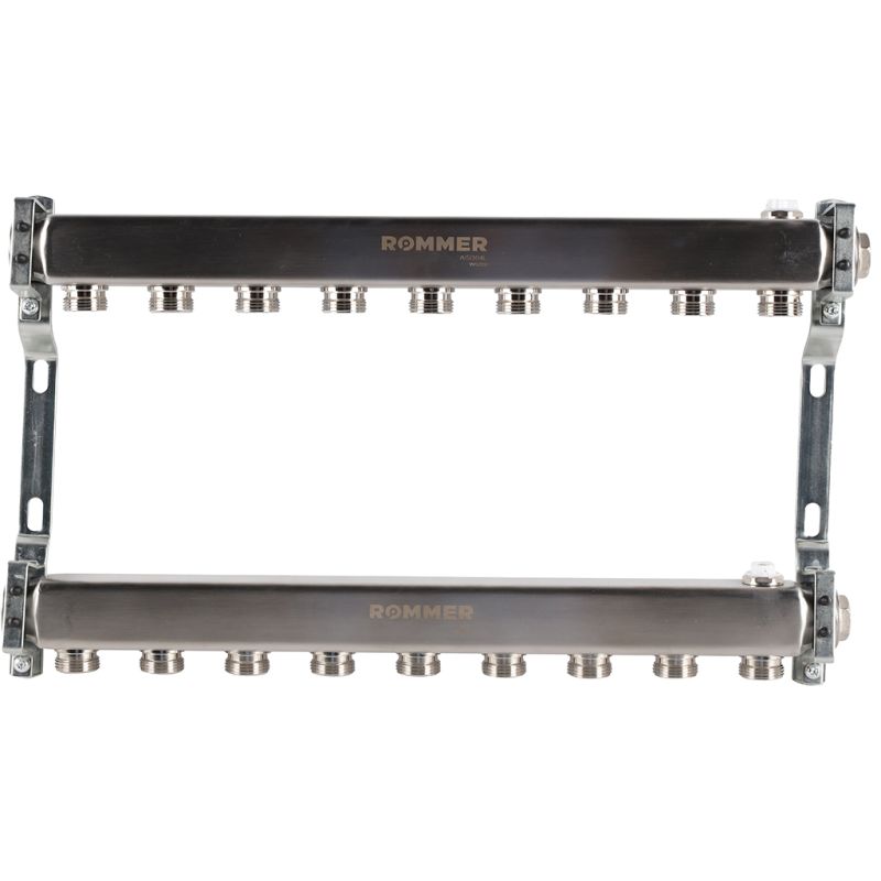 Коллектор для радиаторной разводки  9 выходов (нерж. сталь) Rommer