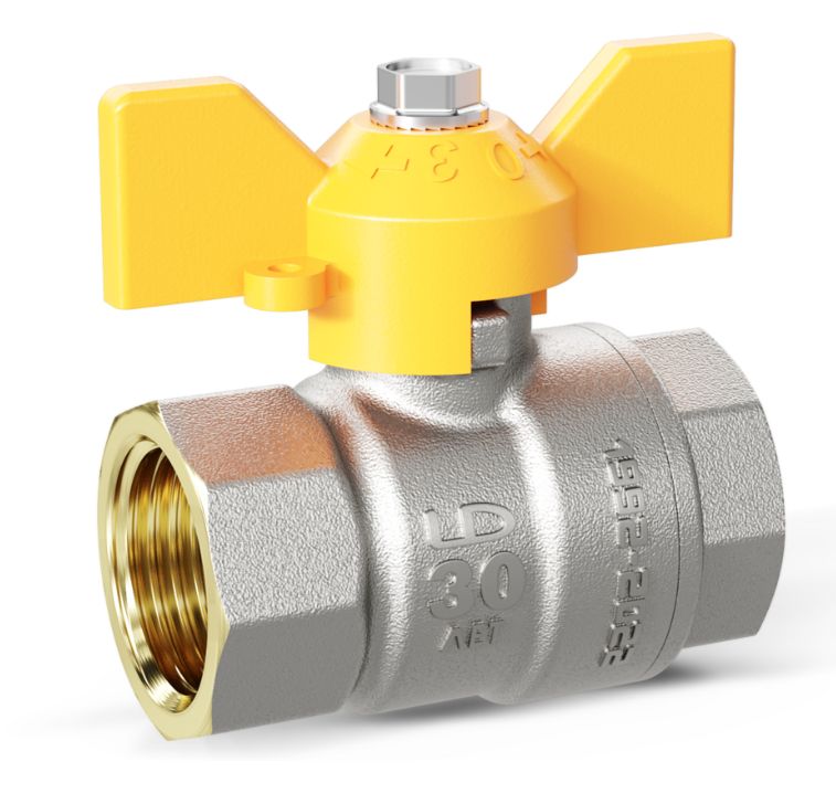 Кран шаровой газовый   3/4” г/г, бабочка LD Pride 47.20.В-В.Б.GAS