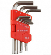Ключи имбусовые короткие 1,5-10мм Зубр Мастер (9шт)