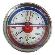 Термоманометр аксиальный DN 63, 0-120 °C, 0...6 бар, G-1/2”, TIM