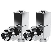 Набор дизайн-вентилей Royal Thermo CUBE, угловой (хром) 1/2”