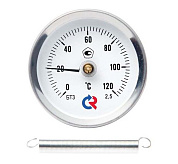 Термометр биметаллический БТ-30.010 Dn63 0...+120°C кл.2,5 с пружиной, Росма