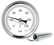 Термометр биметаллический накладной с пружиной Dn 63 мм, 0...120 °С, TIM