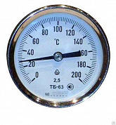 Термометр биметаллический осевой ТБ-63 (от 0 до +200 °С, 100 мм)